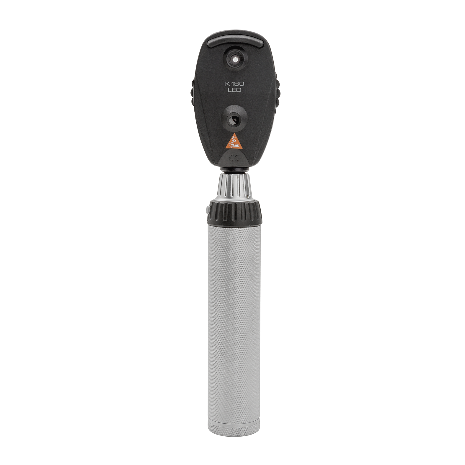 Oftalmoscopio HEINE K180, in versione standard con rotella di apertura 1, astuccio morbido, manico ricaricabile BETA4 USB con cavo USB e alimentatore a spina