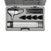 HEINE BETA 200 LED F.O. Otoscope 1 set (4 pcs.) of reusable tips (B-000.11.111), 10 AllSpec disposable tips 4 mm Ø,  spare bulb, hard case, BETA Battery Handle