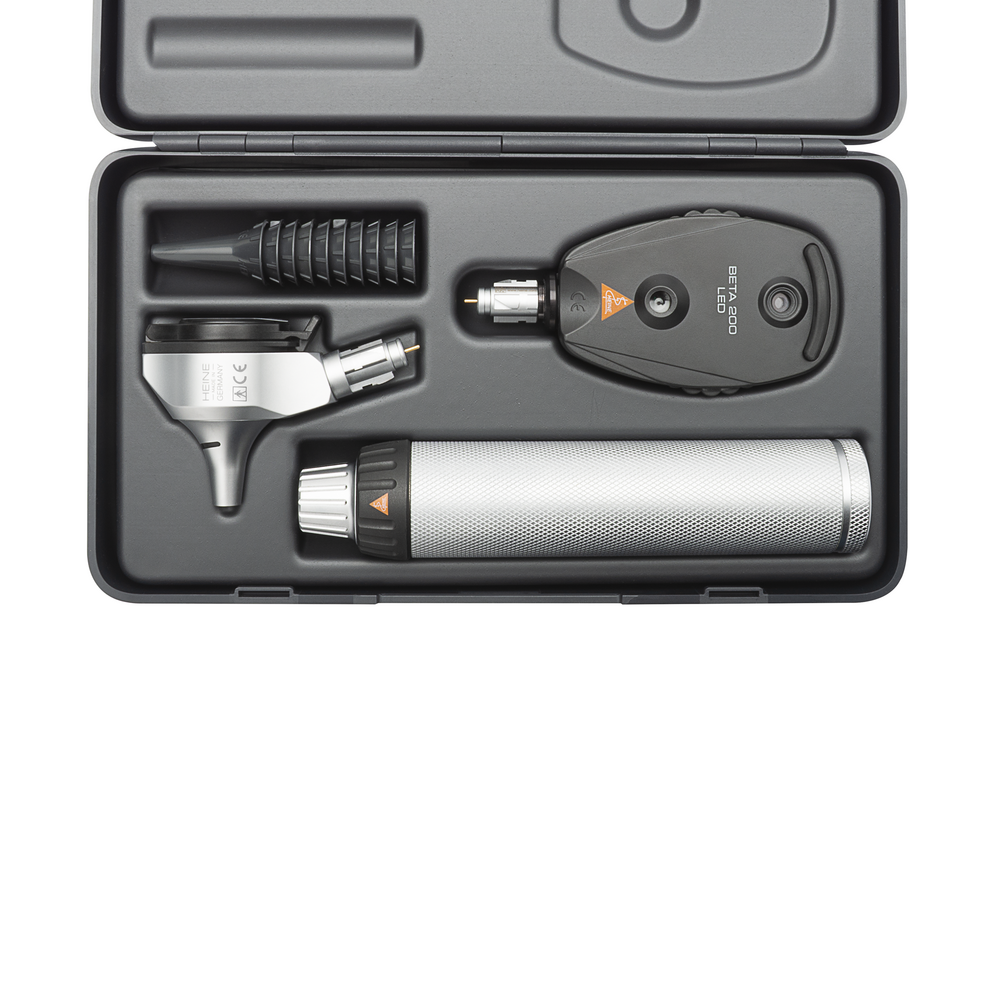 HEINE BETA 200 LED Ophthalmoscope, BETA 400 F.O. Otoscope with BETA4 NT Handle
