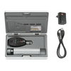 Oftalmoscopio HEINE BETA 200 (3,5 V XHL), impugnatura ricaricabile BETA4 USB con cavo USB e alimentatore a spina, una lampadina di ricambio, custodia rigida