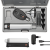 HEINE BETA 200 Ophtalmoscope, BETA 200 F.O. Otoscope LED, 1 jeu d'embouts réutilisables, 10 embouts jetables AllSpec 4 mm Ø, étui rigide, BETA4 USB poignée rechargeable avec cordon USB et bloc d'alimentation à brancher