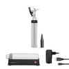 HEINE BETA 200 LED F.O. Otoscope 10 AllSpec disposable tips 4 mm Ø, BETA4 USB rechargeable handle with USB cord and plug-in power supply