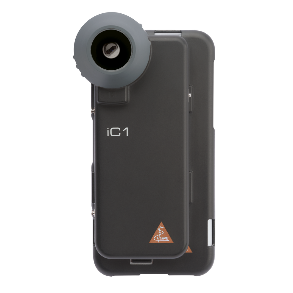 HEINE iC1 black with contact plate with scale, mounting case smartphone iC1/7 for Apple iPhone 7/8/SE 2020