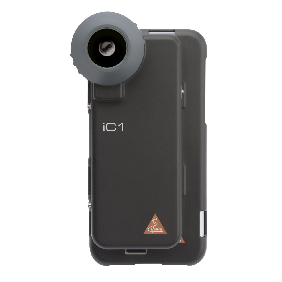 HEINE iC1 negro con placa de contacto con escala, funda de montaje smartphone iC1/7 para Apple iPhone 7/8/SE 2020