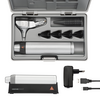 HEINE BETA 200 F.O. Otoscope LED, 1 set (4 pcs.) of reusable tips (B-000.11.111), 10 AllSpec disposable tips 4 mm Ø, hard case, BETA4 USB rechargeable handle with USB cord and plug-in power supply
