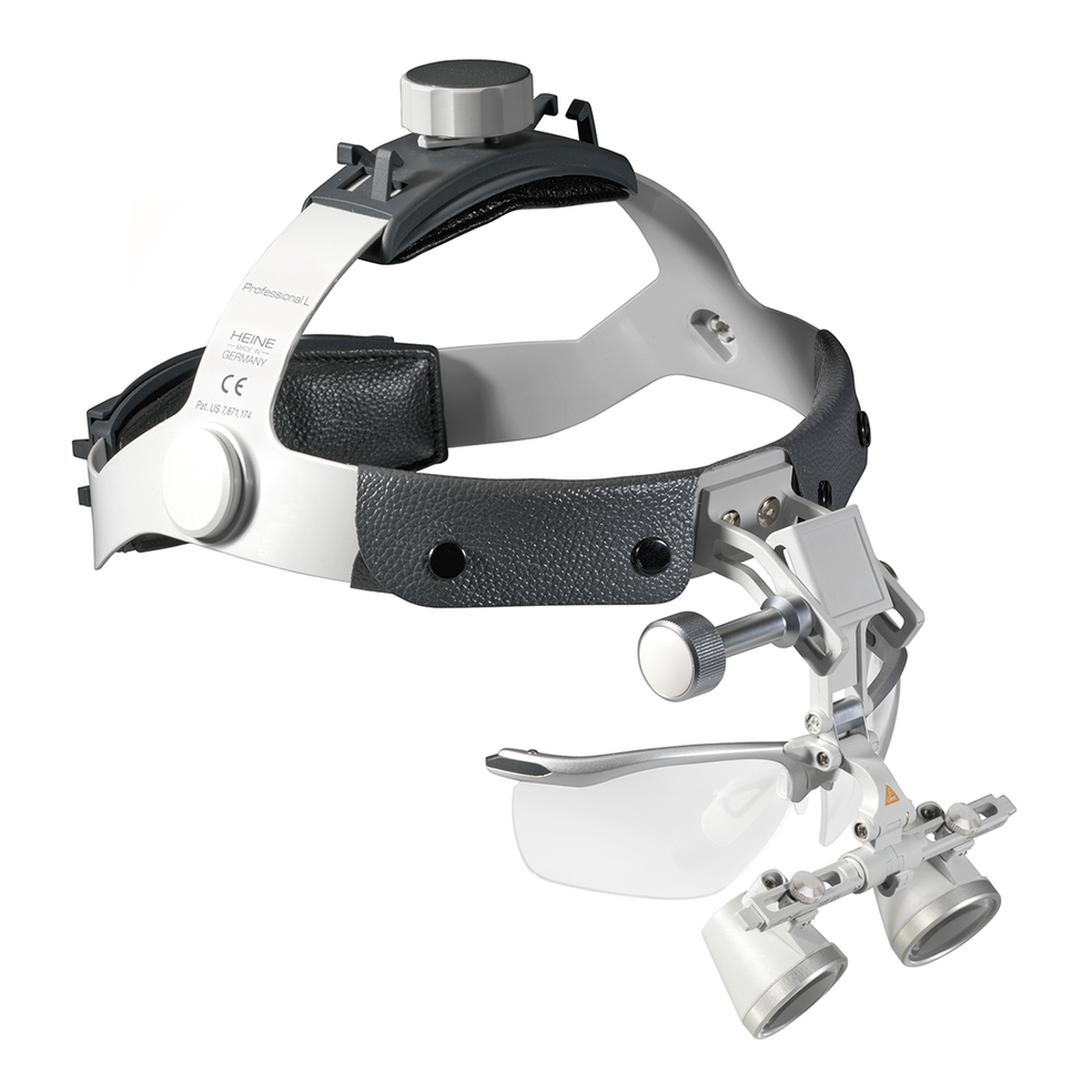 Lupas binoculares HEINE HR 2,5x de alta resolución 340 mm con cinta craneal con protección contra salpicaduras