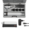 HEINE BETA 400 F.O. Otoscope LED 1 jeu (4 pcs.) d'embouts réutilisables (B-000.11.111) 10 embouts jetables AllSpec 4 mm Ø, BETA4 USB poignée rechargeable avec cordon USB et alimentation plug-in