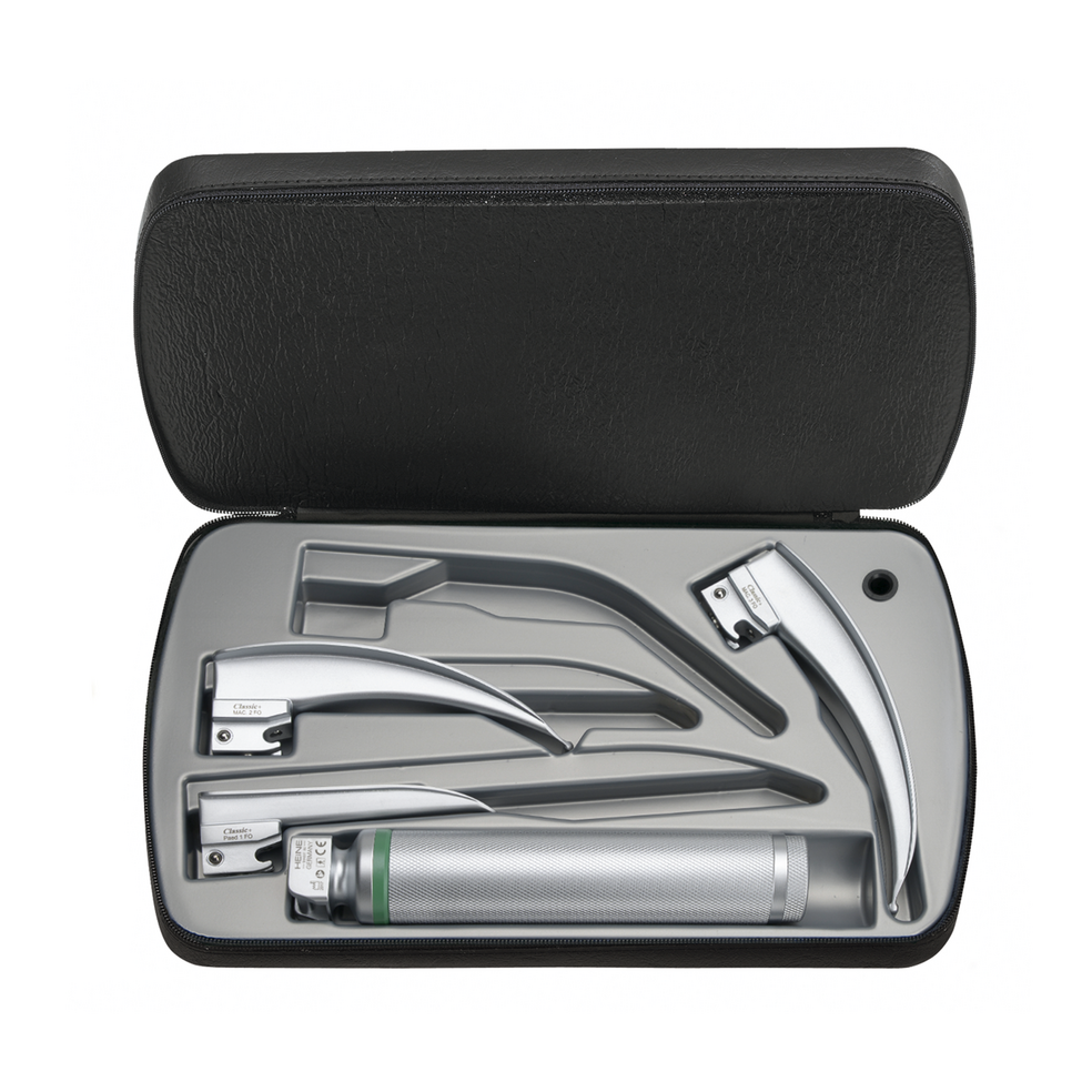 HEINE Standard F.O. LED Battery Handle, Paed 1, Mac 2, Mac 3 Blades, zipper case