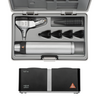 HEINE BETA 400 F.O. Otoscope LED, 1 set (4 pcs.) d'embouts réutilisables (B-000.11.111), 10 embouts jetables AllSpec 4 mm Ø, étui rigide, poignée rechargeable BETA4 NT avec chargeur de table NT4.