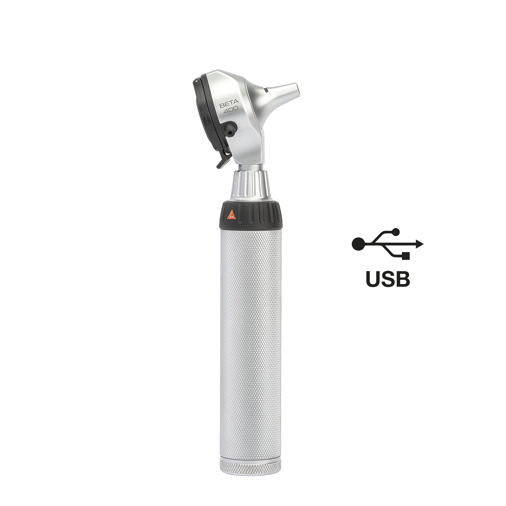 Otoscope HEINE BETA 400 F.O. Manche rechargeable XHL BETA 4 USB avec signe USB droit 